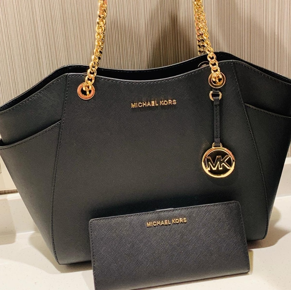 NWT Michael Kors Black Bag and Wallet